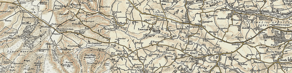 Old map of Laneast in 1900