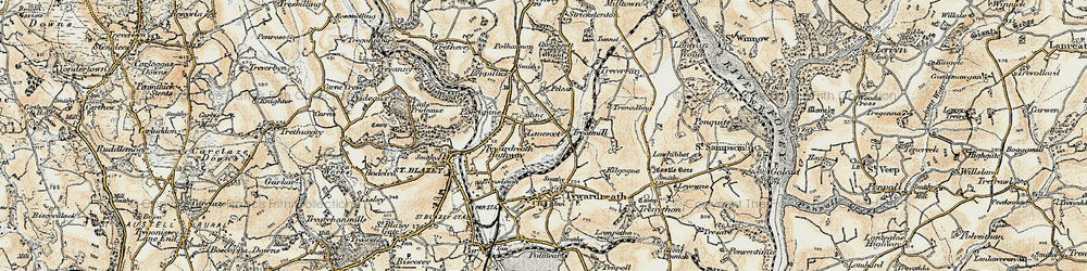 Old map of Lanescot in 1900