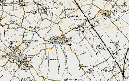 Old map of Langar Grange in 1902-1903