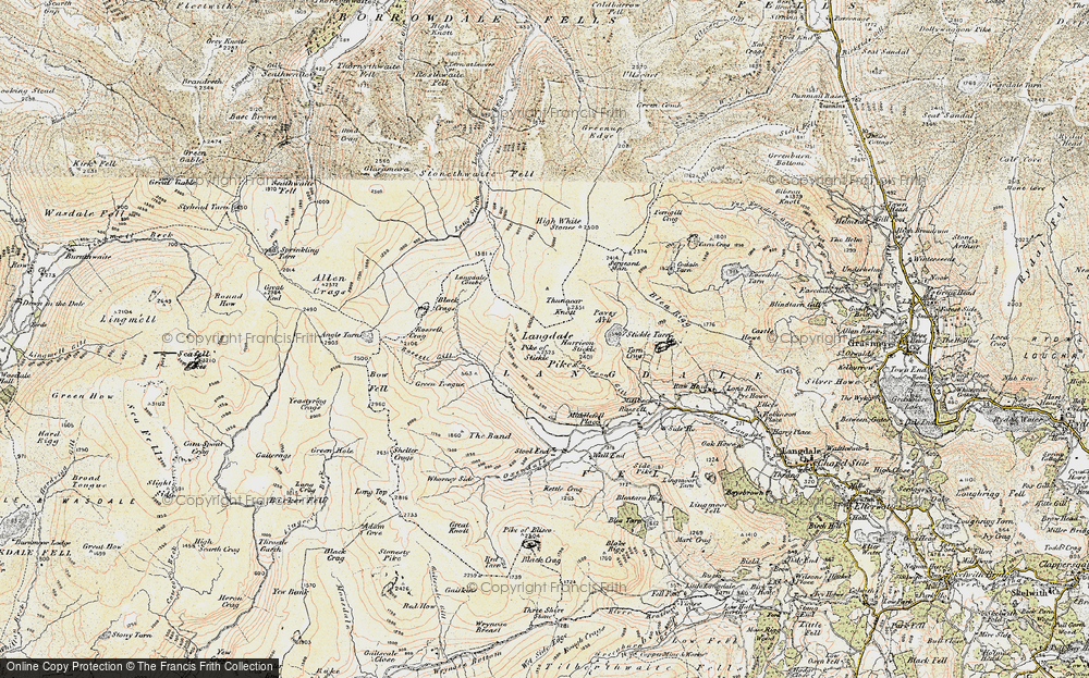 Old Map of Historic Map covering Black Crags in 1903-1904