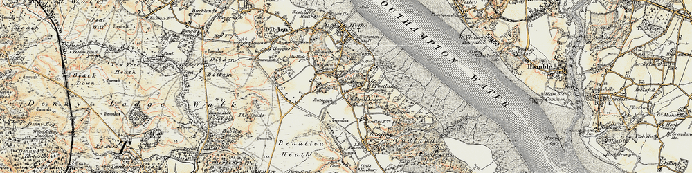 Old map of Langdown in 1897-1909
