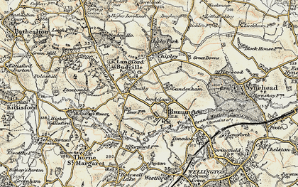 Old map of Langford Budville in 1898-1900