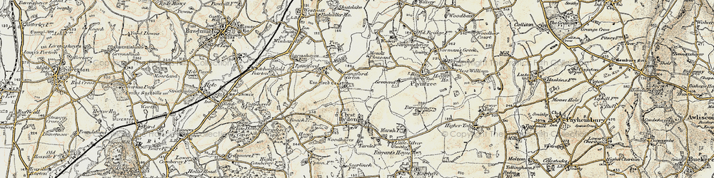 Old map of Langford Green in 1898-1900