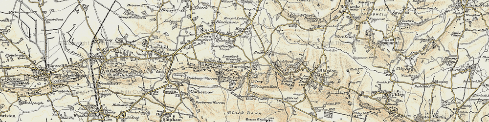 Old map of Langford Green in 1899-1900