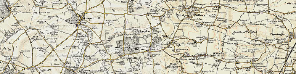 Old map of Langham Hills in 1901