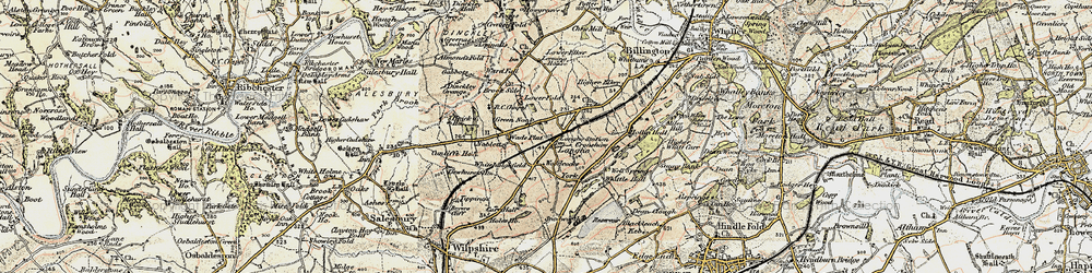 Old map of Langho in 1903-1904