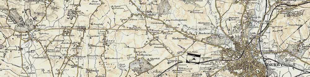 Old map of Langley Common in 1902