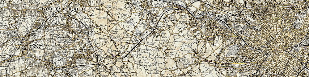 Old map of Langley Green in 1902