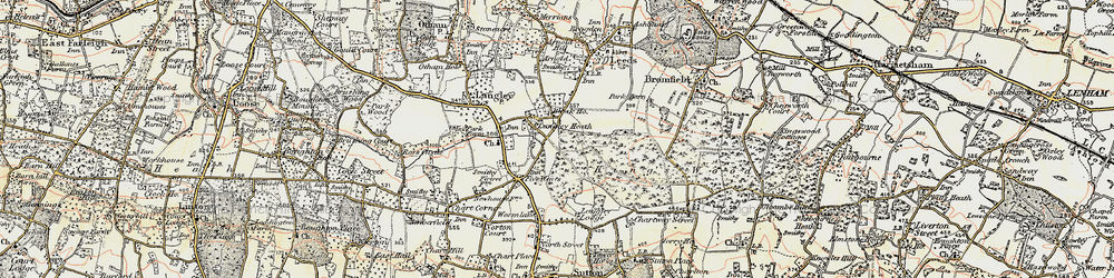 Old map of Langley Heath in 1897-1898