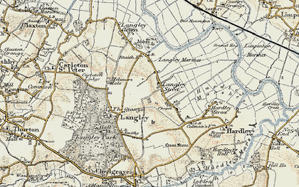 Old map of Langley Street in 1901-1902
