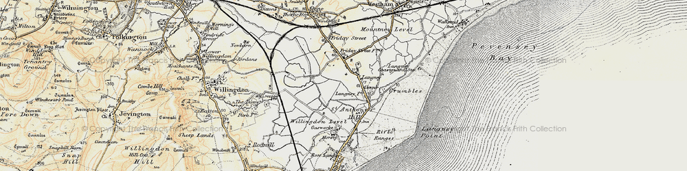 Old map of Langney Point in 1898