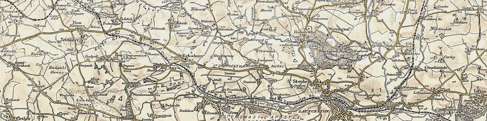 Old map of Langore in 1900