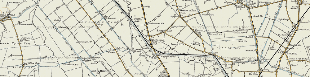 Old map of Langrick Grange in 1902-1903