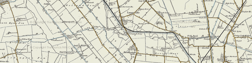 Old map of Langrick Bridge in 1902-1903