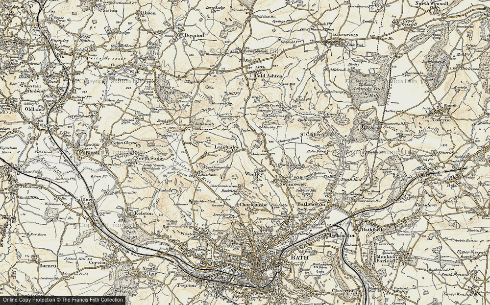 Old Map of Historic Map covering Langridge Ho in 1899