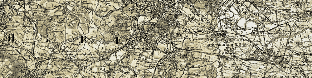 Old map of Langside in 1904-1905