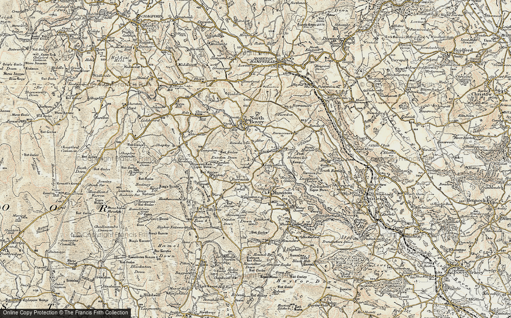 Old Map of Historic Map covering Aller in 1899-1900