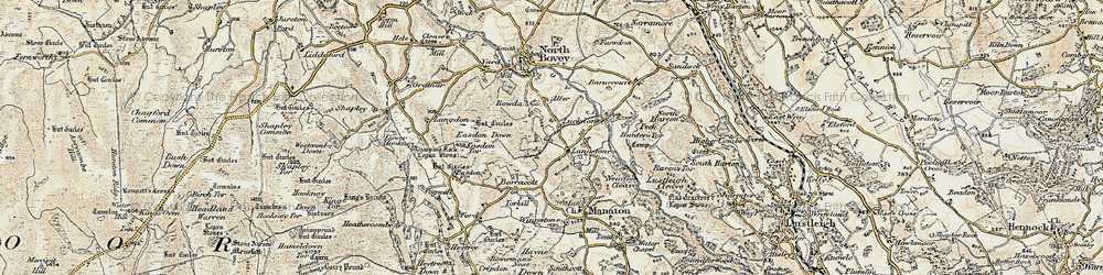 Old map of Aller in 1899-1900