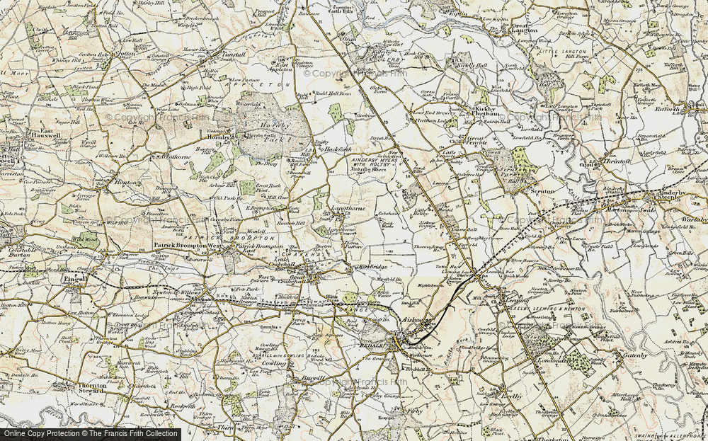 Old Map of Historic Map covering Ainderby Myres in 1904