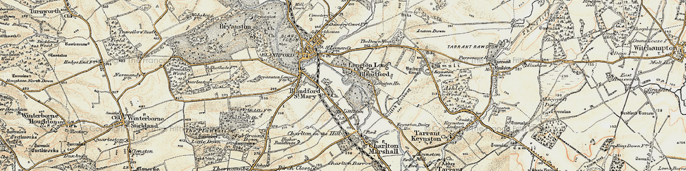 Old map of Langton Long in 1897-1909