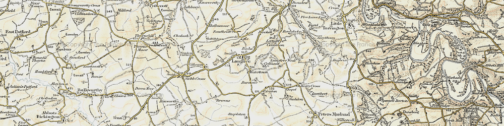 Old map of Burstone in 1900