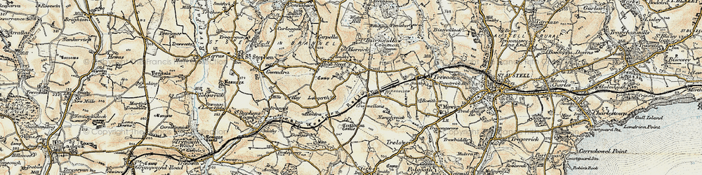 Old map of Lanjeth in 1900