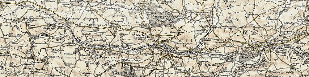Old map of Lanstephan in 1899-1900