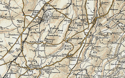 Old map of Lanteglos in 1900