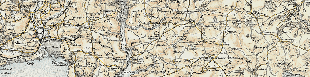 Old map of Lanteglos Highway in 1900