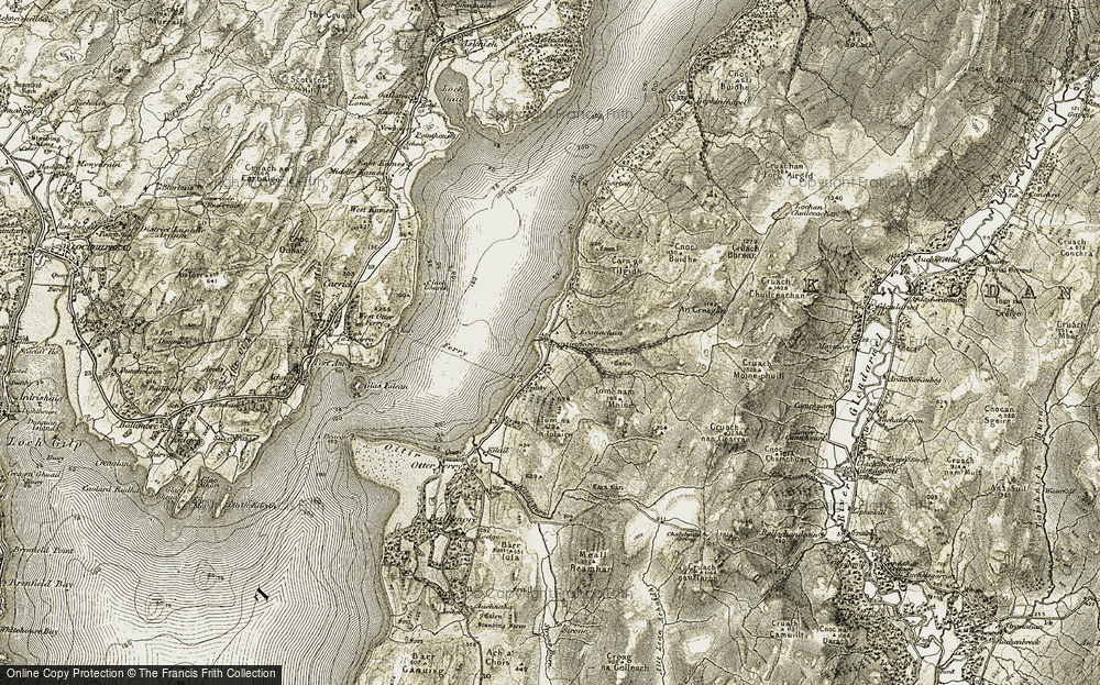 Old Map of Historic Map covering Largiemore Burn in 1906-1907