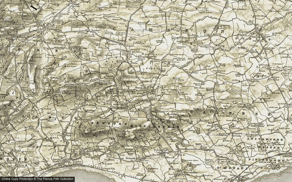 Old Map of Historic Map covering Bowhill Ho in 1906-1908
