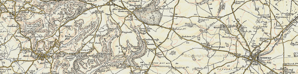 Old map of Lasborough in 1898-1900