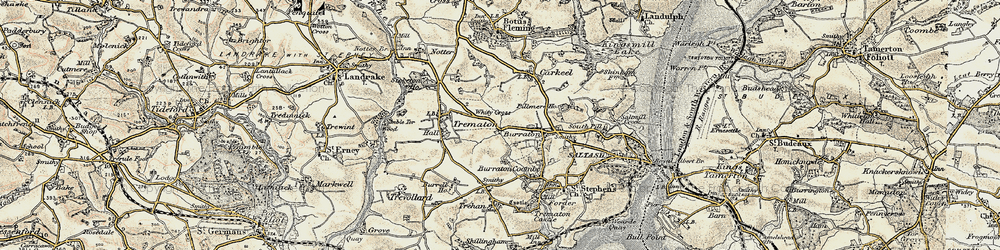 Old map of Latchbrook in 1899-1900
