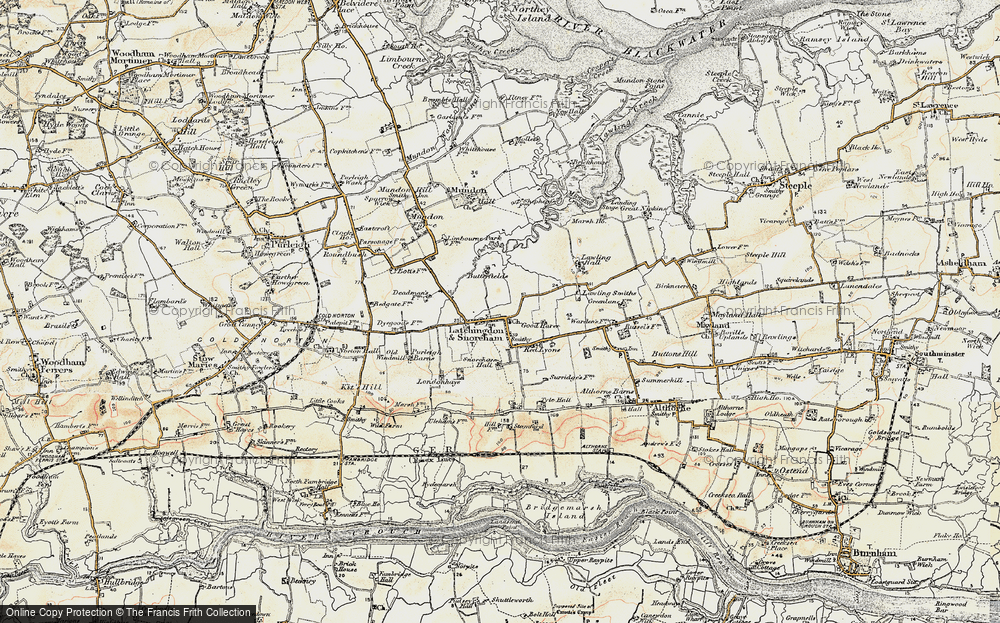 Old Map of Historic Map covering Bridgemarsh Creek in 1898