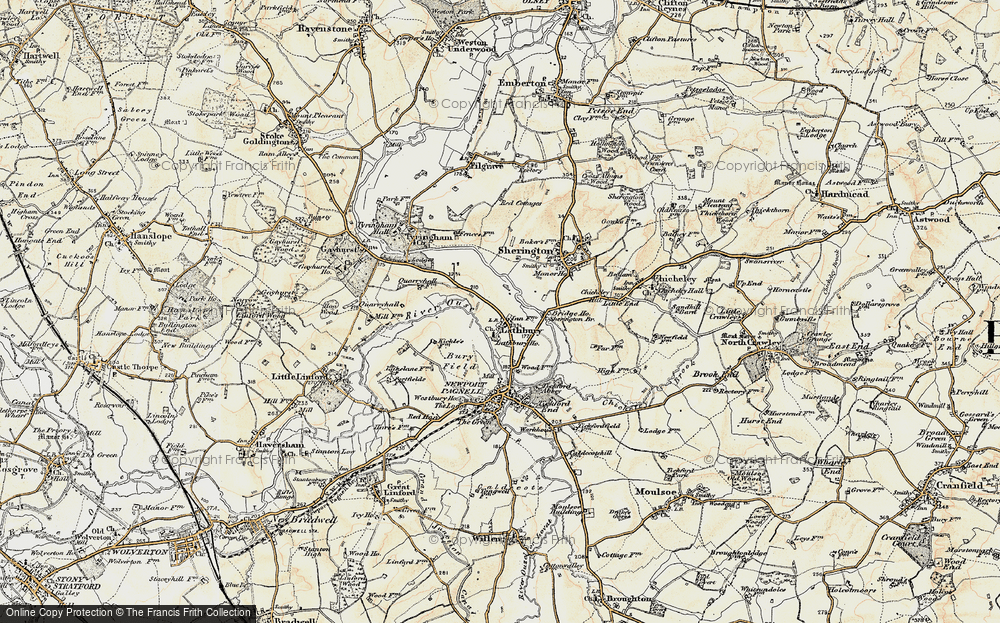 Old Map of Lathbury, 1898-1901 in 1898-1901