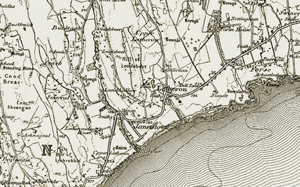 Old map of Burn of Latheronwheel in 1911-1912