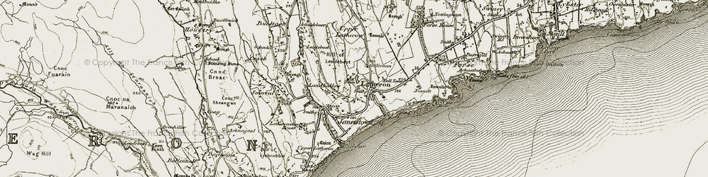 Old map of Burn of Latheronwheel in 1911-1912