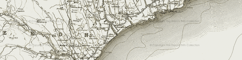 Old map of Latheronwheel in 1911-1912