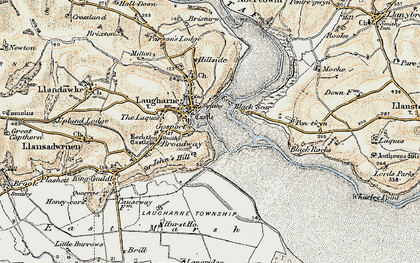 Old map of Laugharne in 1901