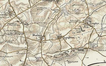 Old map of Laughton in 1901-1902
