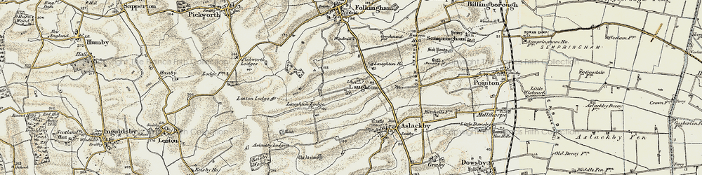 Old map of Laughton in 1902-1903