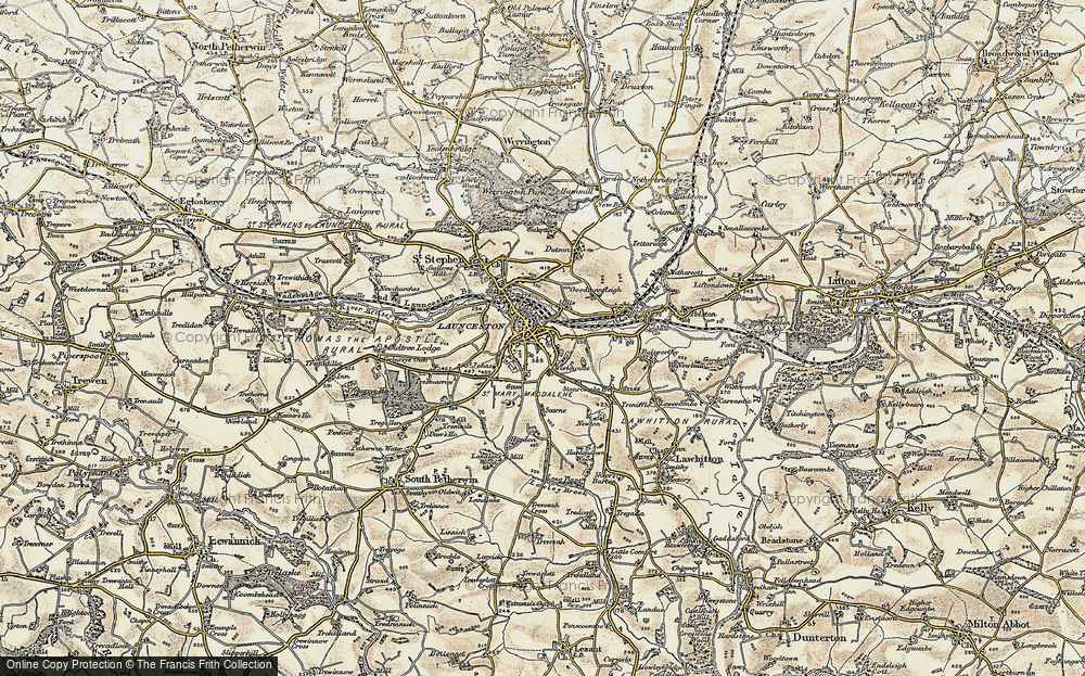 Old Map of Historic Map covering Stourscombe in 1899-1900