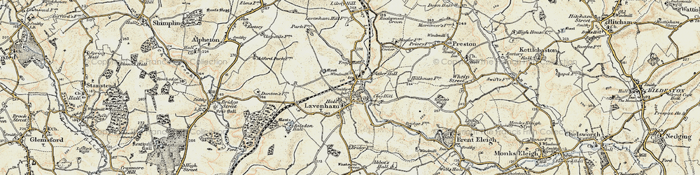 Old map of Lavenham in 1899-1901