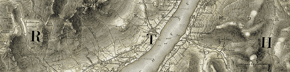 Old map of Allt an Tuim Bhric in 1906-1908
