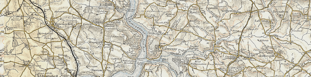 Old map of Lawrenny in 1901-1912