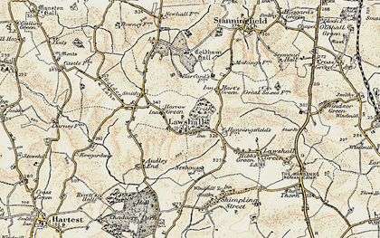 Old map of Lawshall in 1899-1901