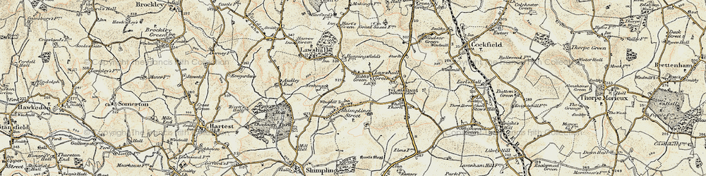 Old map of Lawshall Green in 1899-1901