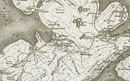 Old map of Burn of Laxobigging in 1912