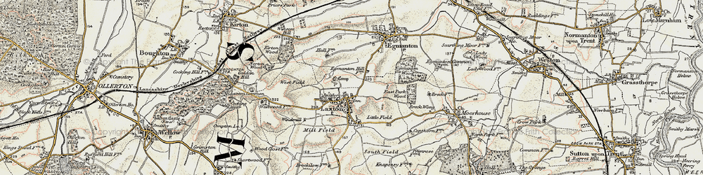 Old map of Laxton in 1902-1903