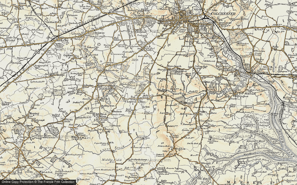 Old Map of Historic Map covering Abberton Reservoir in 1898-1899